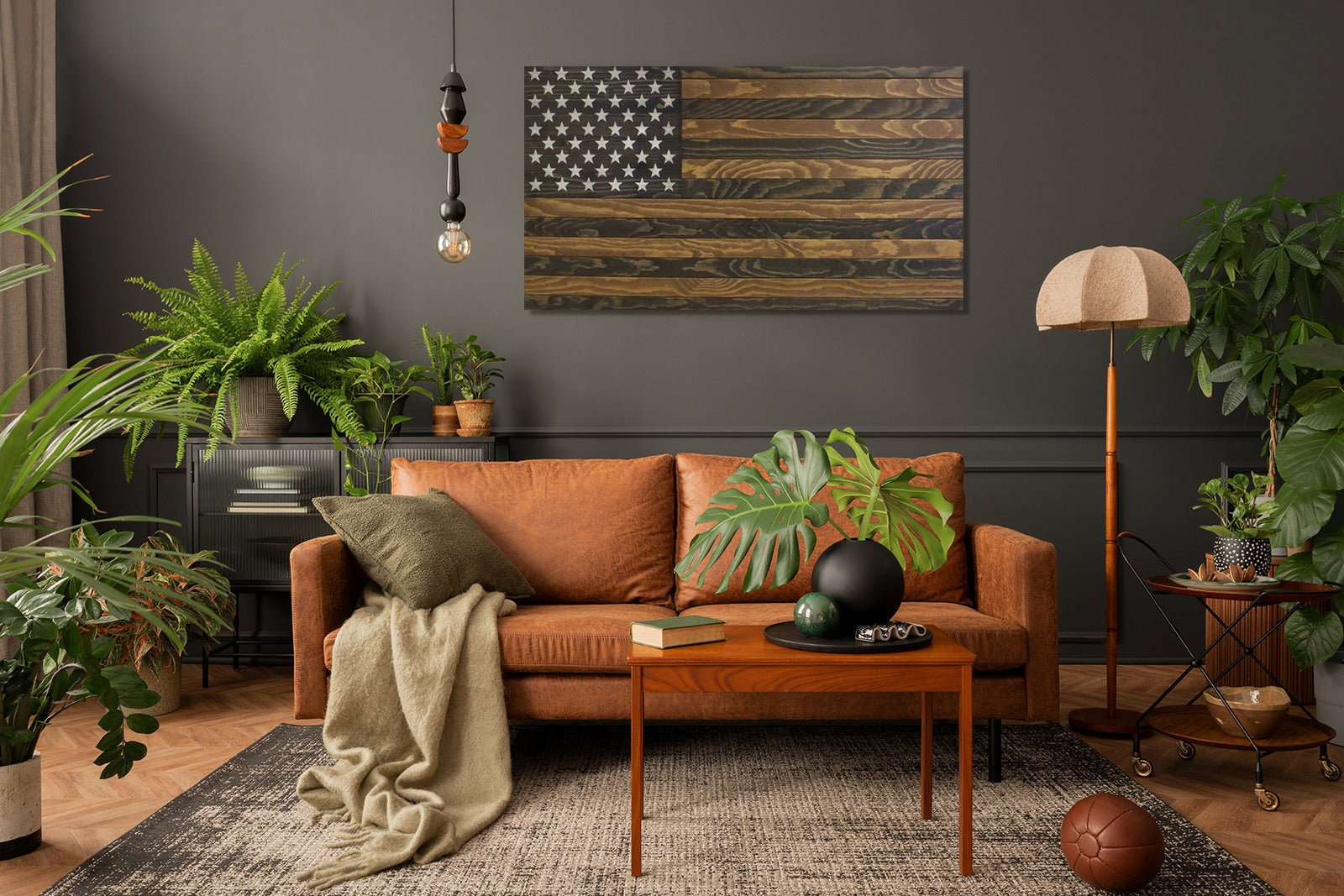 AMERICAN FLAG CONCEALMENT CABINET - DARK BROWN